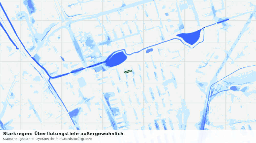 Statische Kartenansicht: Starkregen: Überflutungstiefe außergewöhnlich