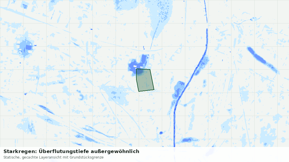 Statische Kartenansicht: Starkregen: Überflutungstiefe außergewöhnlich