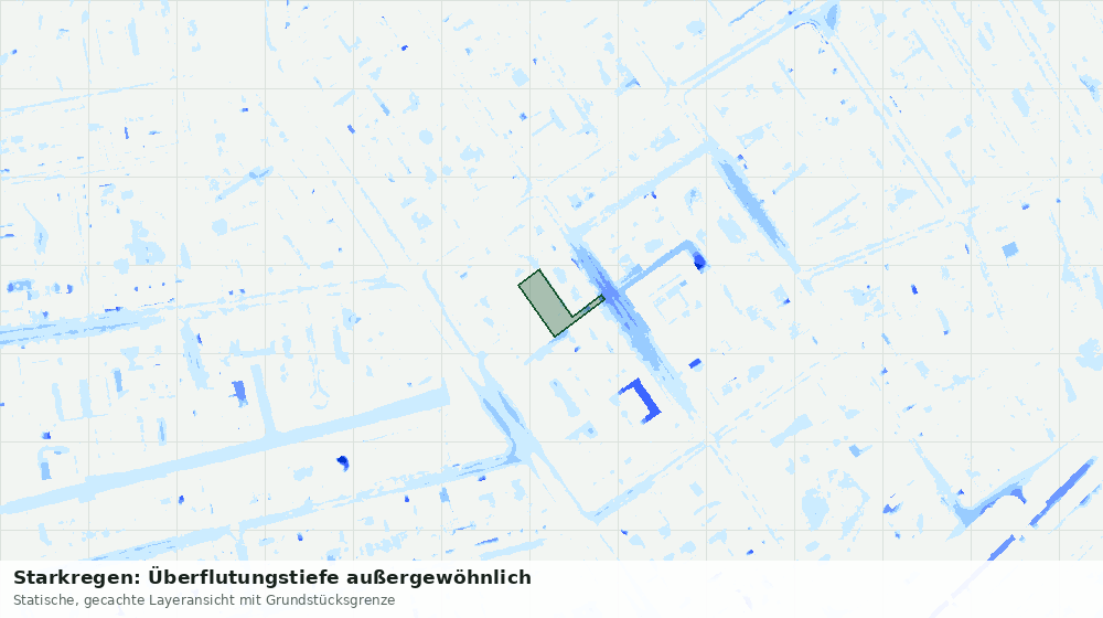 Statische Kartenansicht: Starkregen: Überflutungstiefe außergewöhnlich