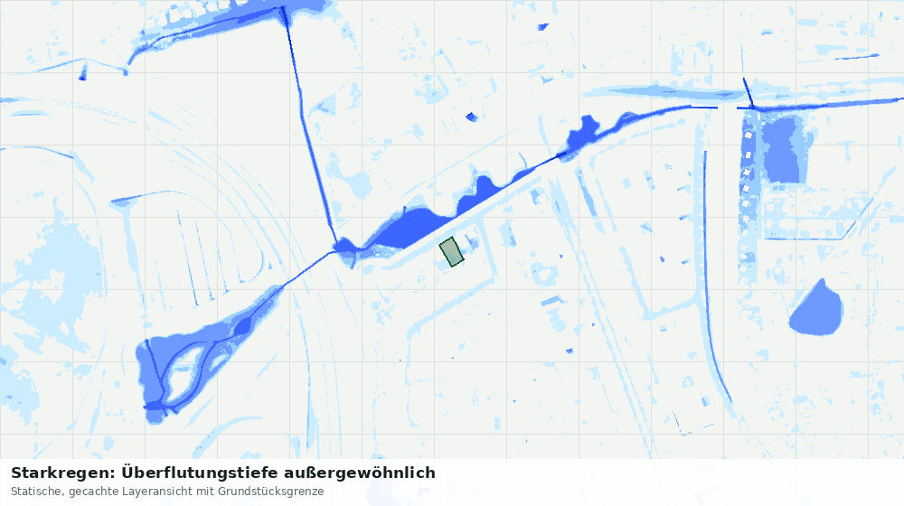 Statische Kartenansicht: Starkregen: Überflutungstiefe außergewöhnlich