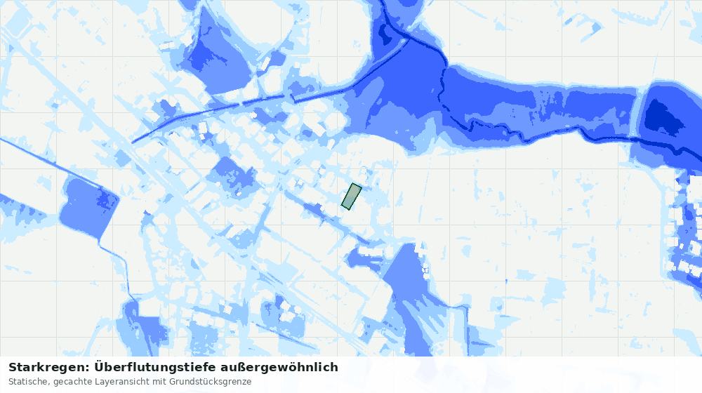 Statische Kartenansicht: Starkregen: Überflutungstiefe außergewöhnlich