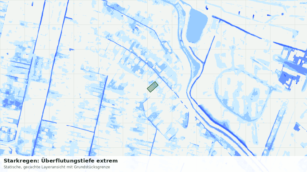 Statische Kartenansicht: Starkregen: Überflutungstiefe extrem