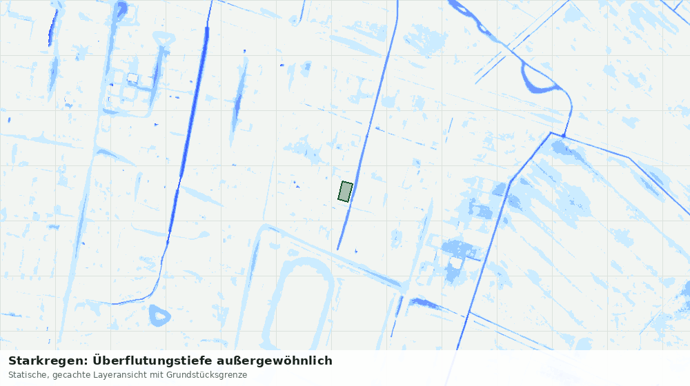 Statische Kartenansicht: Starkregen: Überflutungstiefe außergewöhnlich