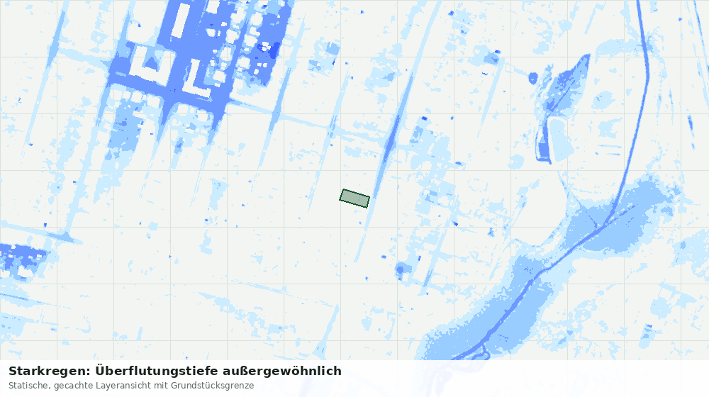 Statische Kartenansicht: Starkregen: Überflutungstiefe außergewöhnlich