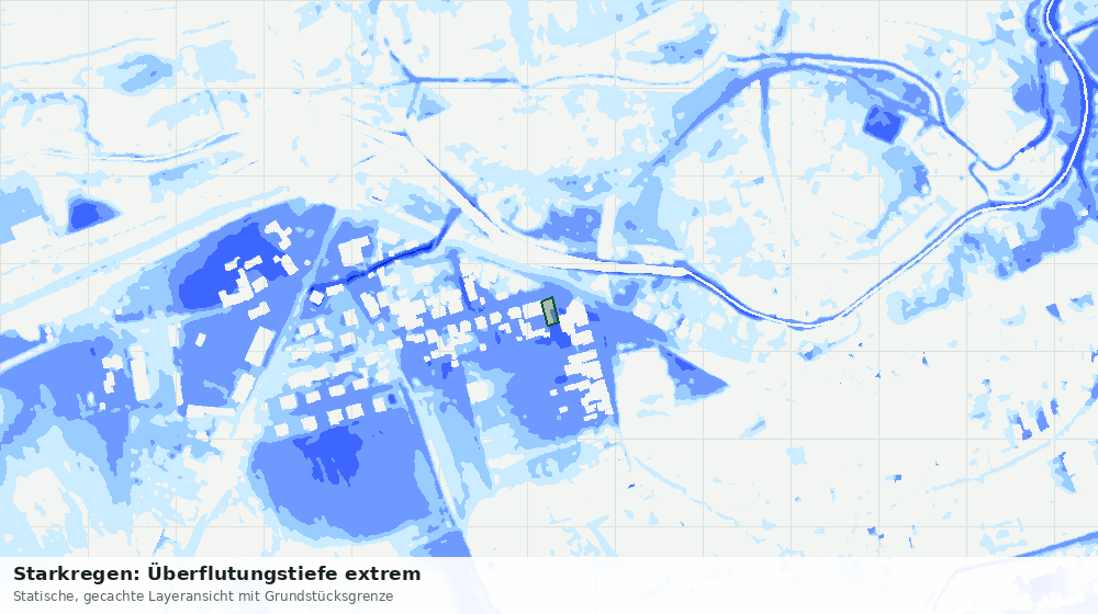 Statische Kartenansicht: Starkregen: Überflutungstiefe extrem