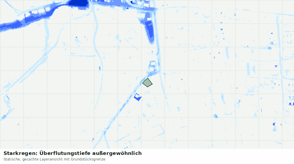 Statische Kartenansicht: Starkregen: Überflutungstiefe außergewöhnlich