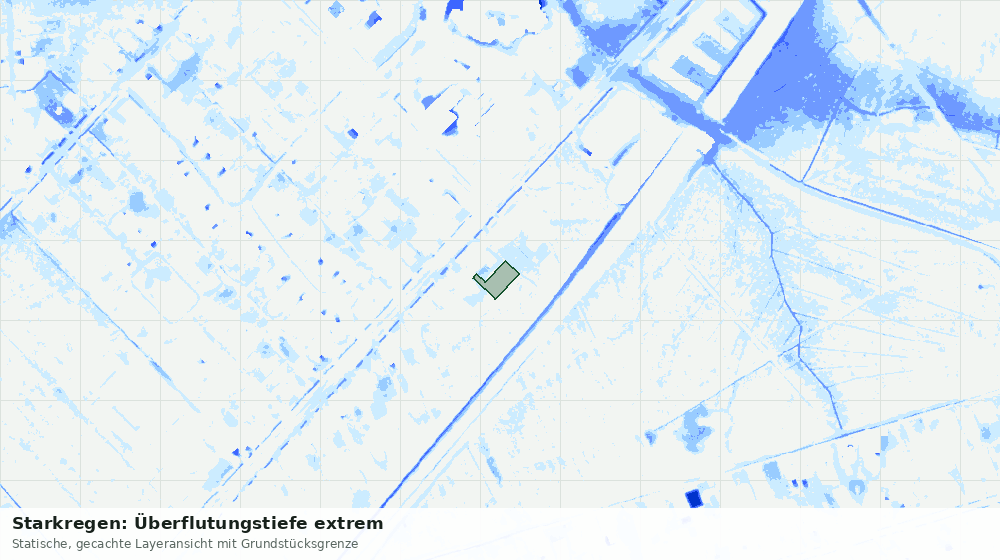 Statische Kartenansicht: Starkregen: Überflutungstiefe extrem