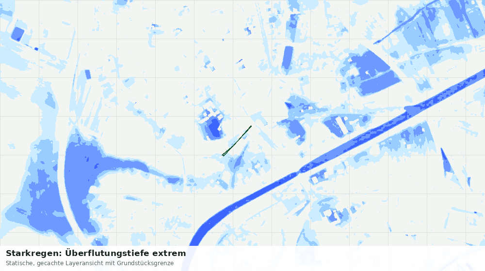 Statische Kartenansicht: Starkregen: Überflutungstiefe extrem