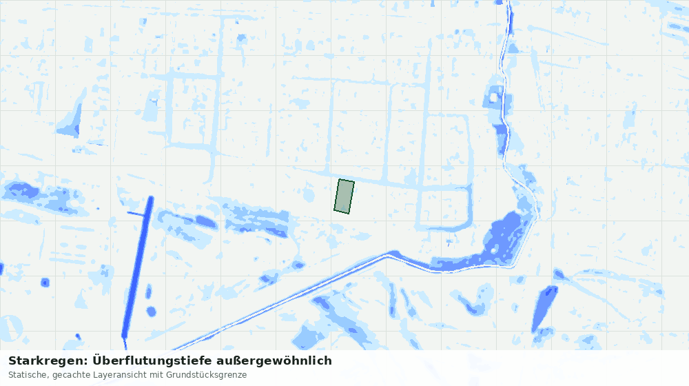 Statische Kartenansicht: Starkregen: Überflutungstiefe außergewöhnlich