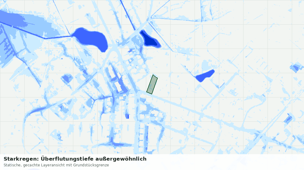 Statische Kartenansicht: Starkregen: Überflutungstiefe außergewöhnlich