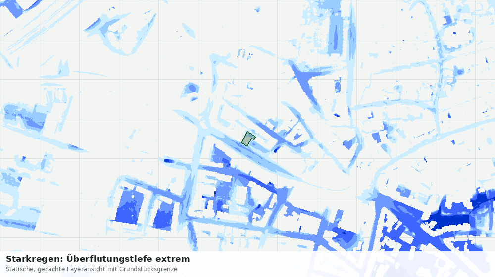 Statische Kartenansicht: Starkregen: Überflutungstiefe extrem
