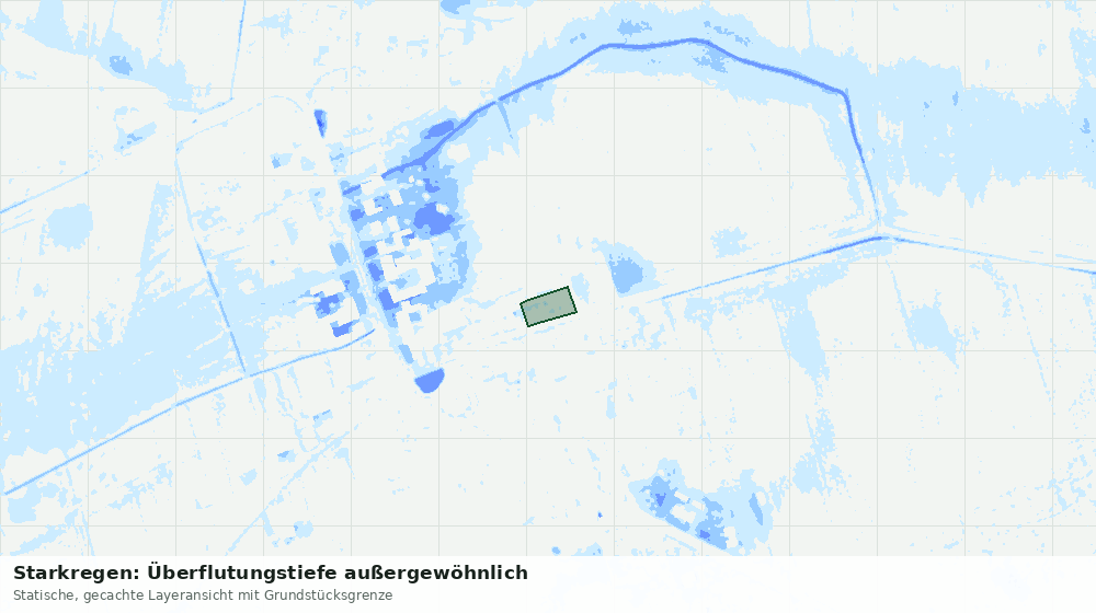 Statische Kartenansicht: Starkregen: Überflutungstiefe außergewöhnlich