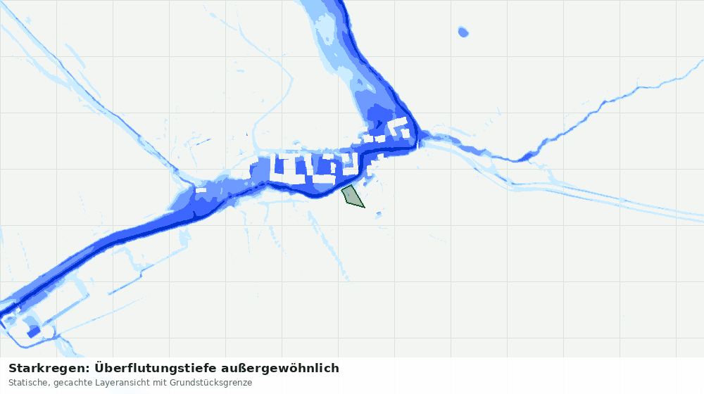 Statische Kartenansicht: Starkregen: Überflutungstiefe außergewöhnlich