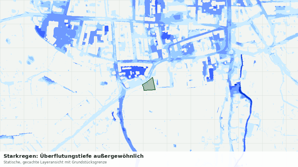 Statische Kartenansicht: Starkregen: Überflutungstiefe außergewöhnlich