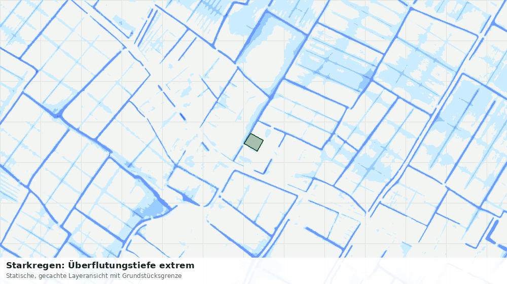 Statische Kartenansicht: Starkregen: Überflutungstiefe extrem