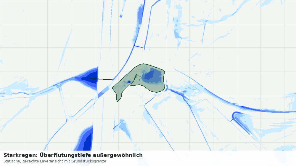 Statische Kartenansicht: Starkregen: Überflutungstiefe außergewöhnlich