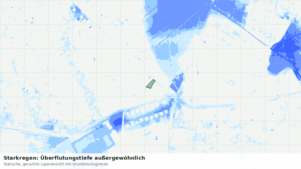 Statische Kartenansicht: Starkregen: Überflutungstiefe außergewöhnlich
