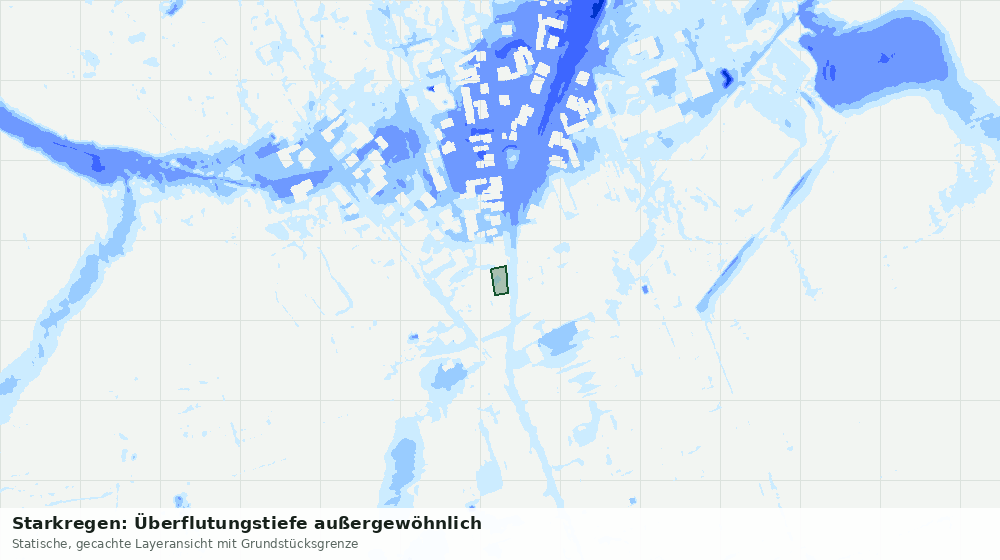 Statische Kartenansicht: Starkregen: Überflutungstiefe außergewöhnlich