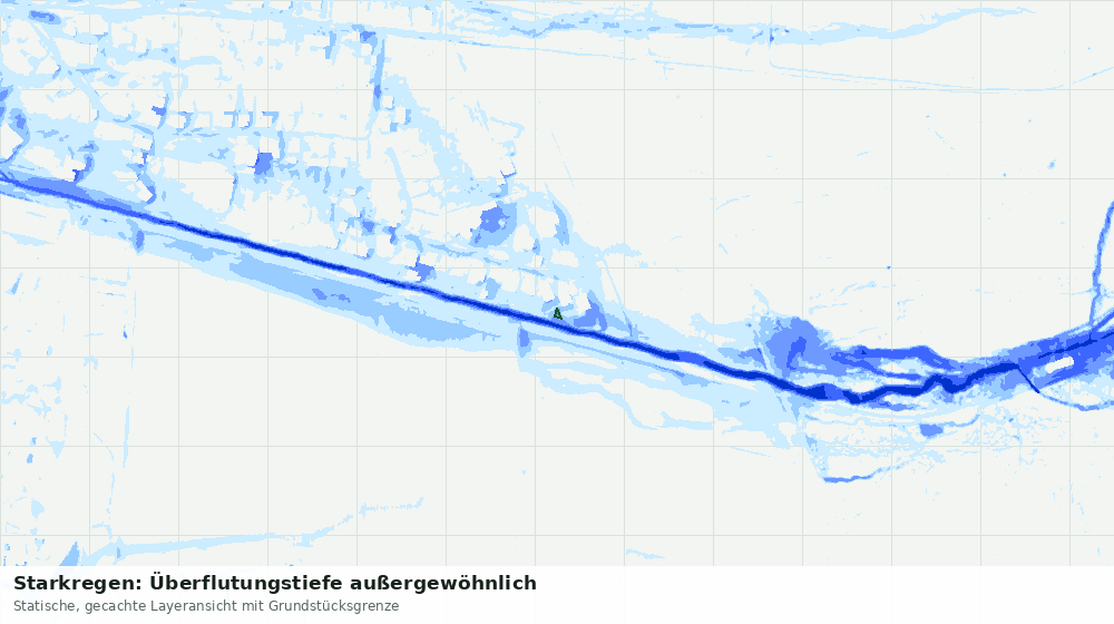 Statische Kartenansicht: Starkregen: Überflutungstiefe außergewöhnlich