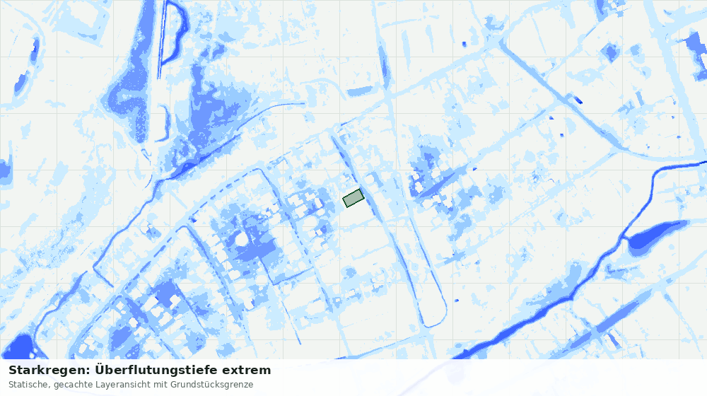 Statische Kartenansicht: Starkregen: Überflutungstiefe extrem
