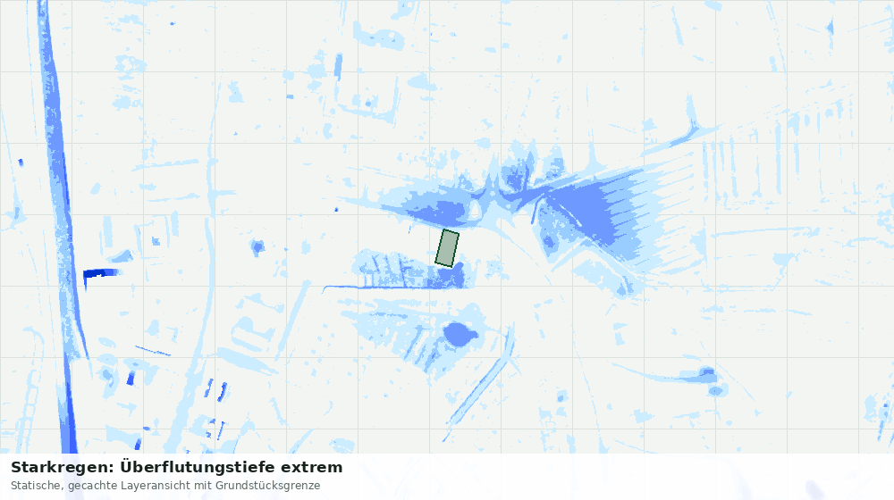 Statische Kartenansicht: Starkregen: Überflutungstiefe extrem