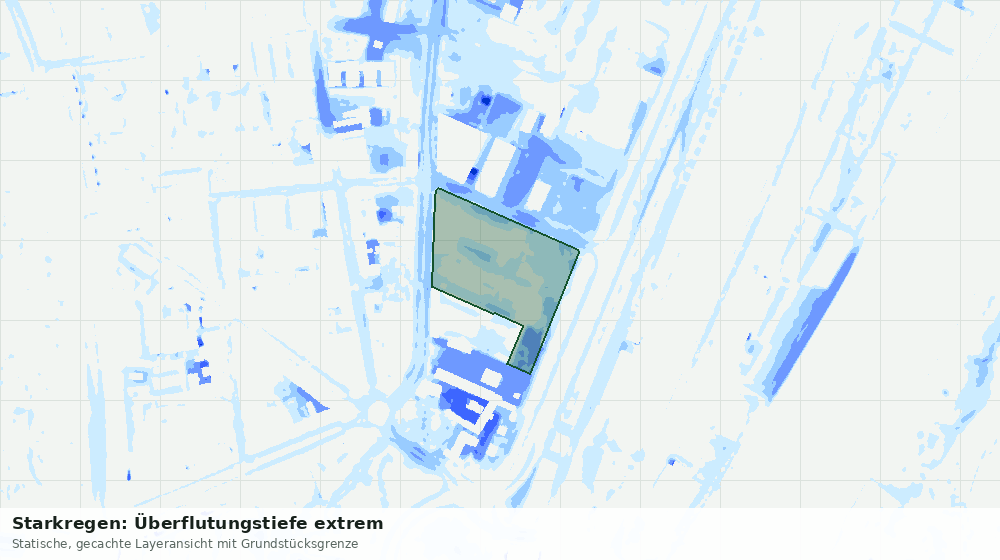 Statische Kartenansicht: Starkregen: Überflutungstiefe extrem