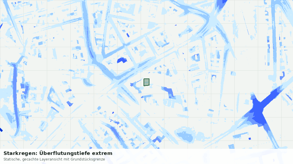 Statische Kartenansicht: Starkregen: Überflutungstiefe extrem
