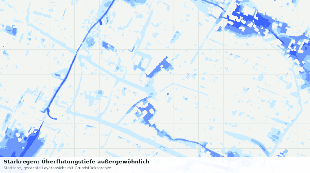 Statische Kartenansicht: Starkregen: Überflutungstiefe außergewöhnlich
