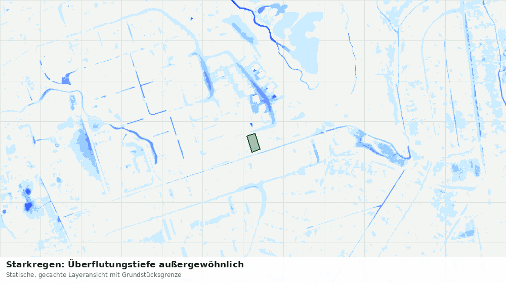 Statische Kartenansicht: Starkregen: Überflutungstiefe außergewöhnlich