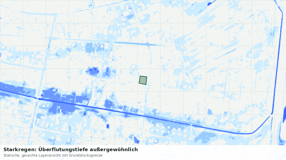 Statische Kartenansicht: Starkregen: Überflutungstiefe außergewöhnlich
