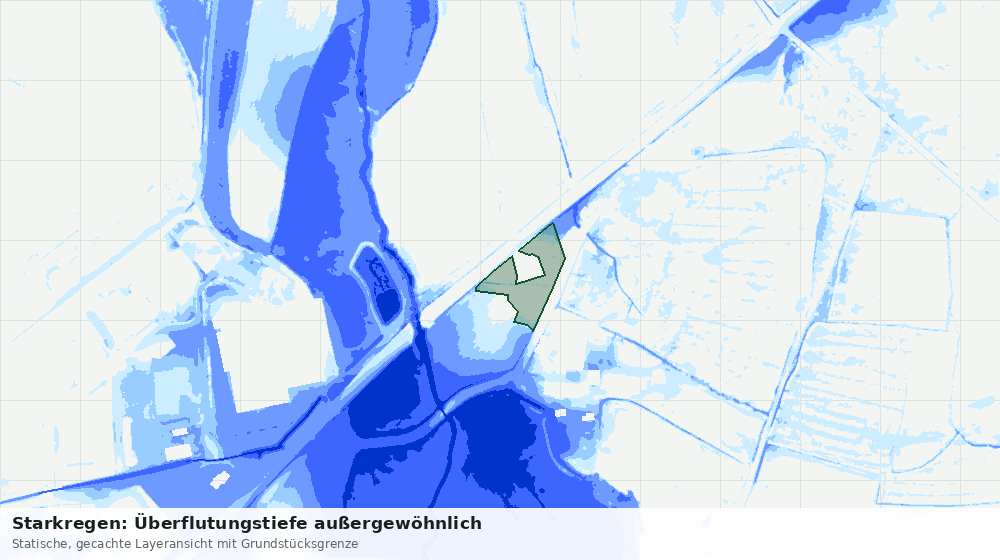 Statische Kartenansicht: Starkregen: Überflutungstiefe außergewöhnlich