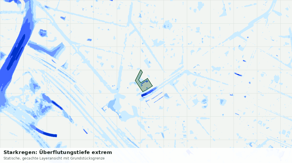 Statische Kartenansicht: Starkregen: Überflutungstiefe extrem
