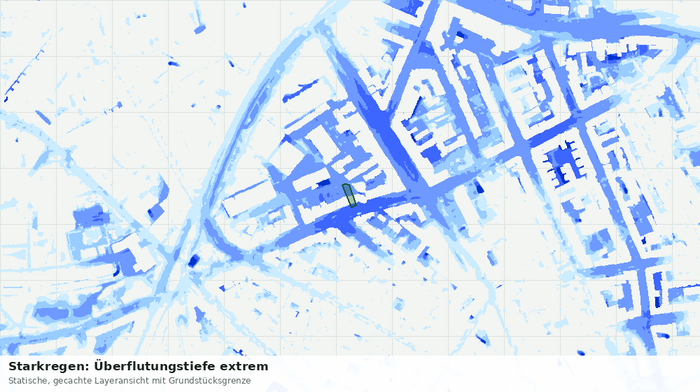 Statische Kartenansicht: Starkregen: Überflutungstiefe extrem