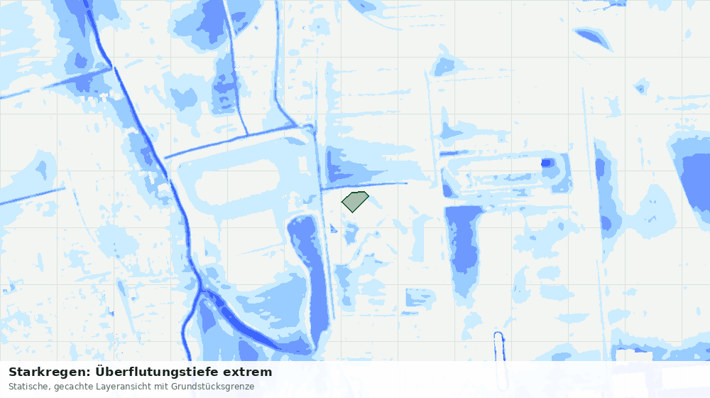 Statische Kartenansicht: Starkregen: Überflutungstiefe extrem