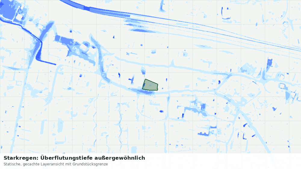 Statische Kartenansicht: Starkregen: Überflutungstiefe außergewöhnlich
