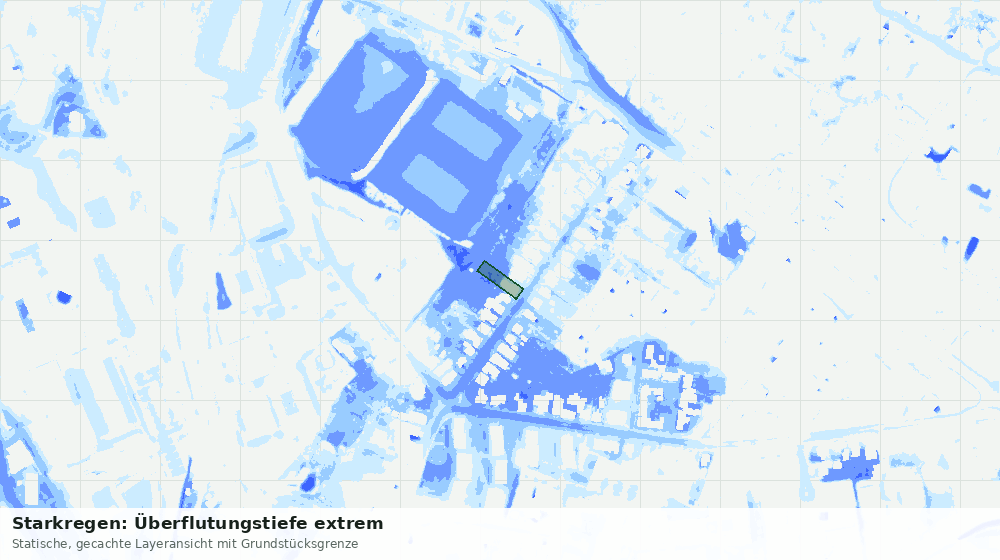 Statische Kartenansicht: Starkregen: Überflutungstiefe extrem
