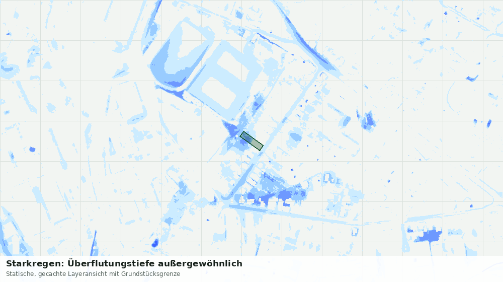 Statische Kartenansicht: Starkregen: Überflutungstiefe außergewöhnlich