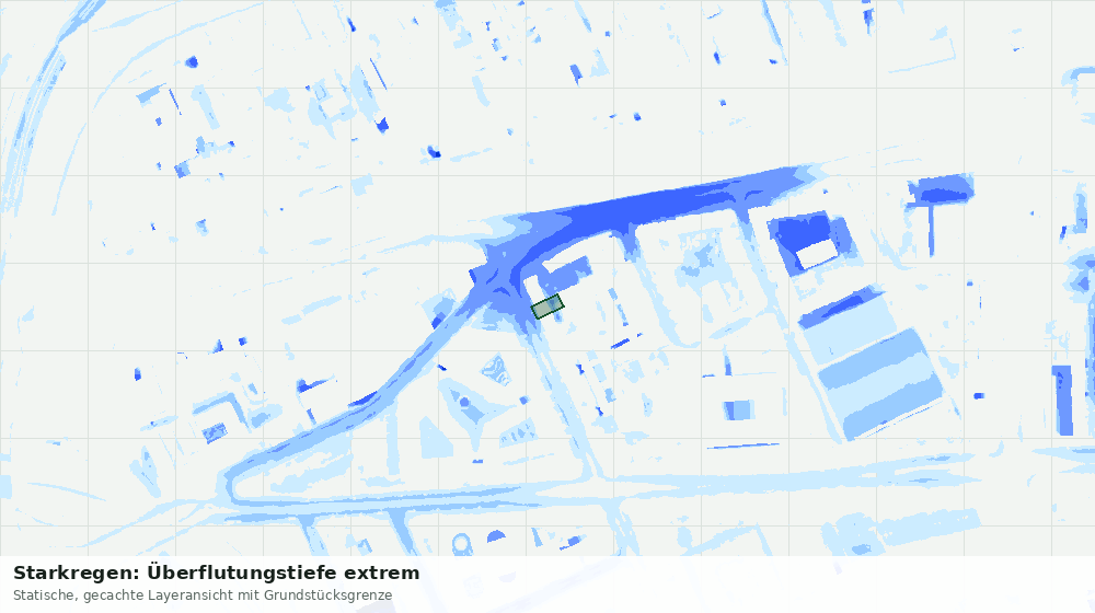 Statische Kartenansicht: Starkregen: Überflutungstiefe extrem