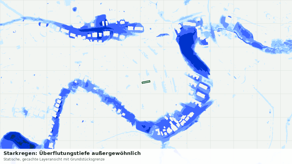 Statische Kartenansicht: Starkregen: Überflutungstiefe außergewöhnlich
