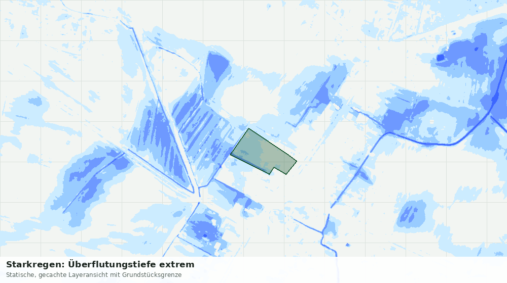Statische Kartenansicht: Starkregen: Überflutungstiefe extrem