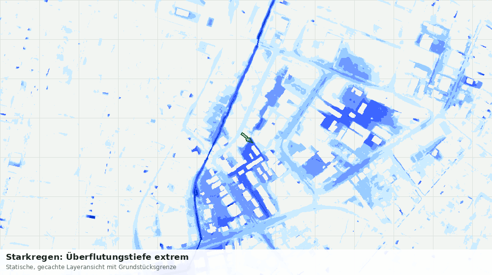 Statische Kartenansicht: Starkregen: Überflutungstiefe extrem