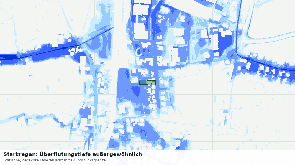 Statische Kartenansicht: Starkregen: Überflutungstiefe außergewöhnlich