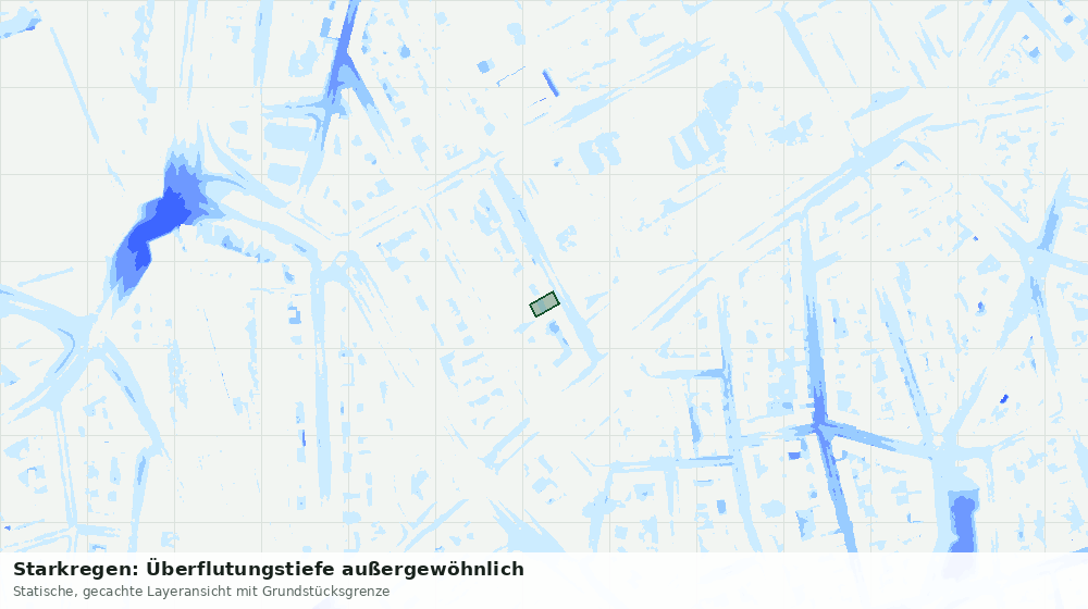 Statische Kartenansicht: Starkregen: Überflutungstiefe außergewöhnlich