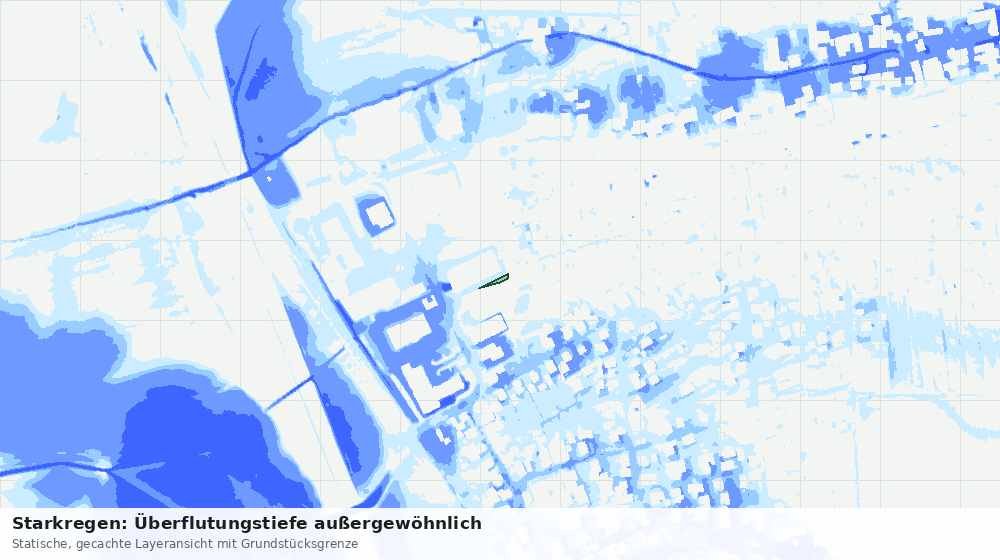 Statische Kartenansicht: Starkregen: Überflutungstiefe außergewöhnlich