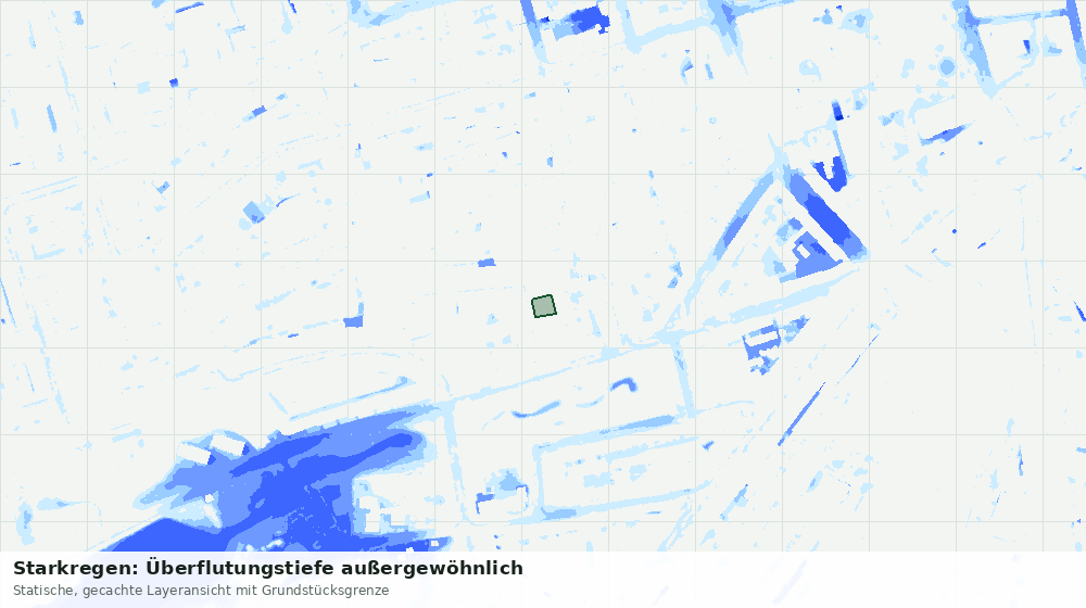 Statische Kartenansicht: Starkregen: Überflutungstiefe außergewöhnlich