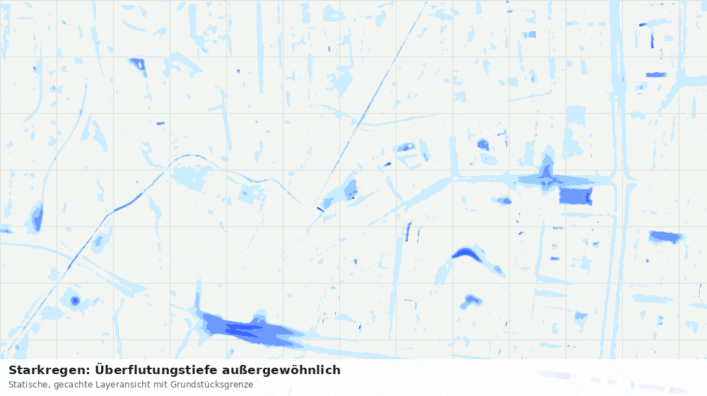 Statische Kartenansicht: Starkregen: Überflutungstiefe außergewöhnlich