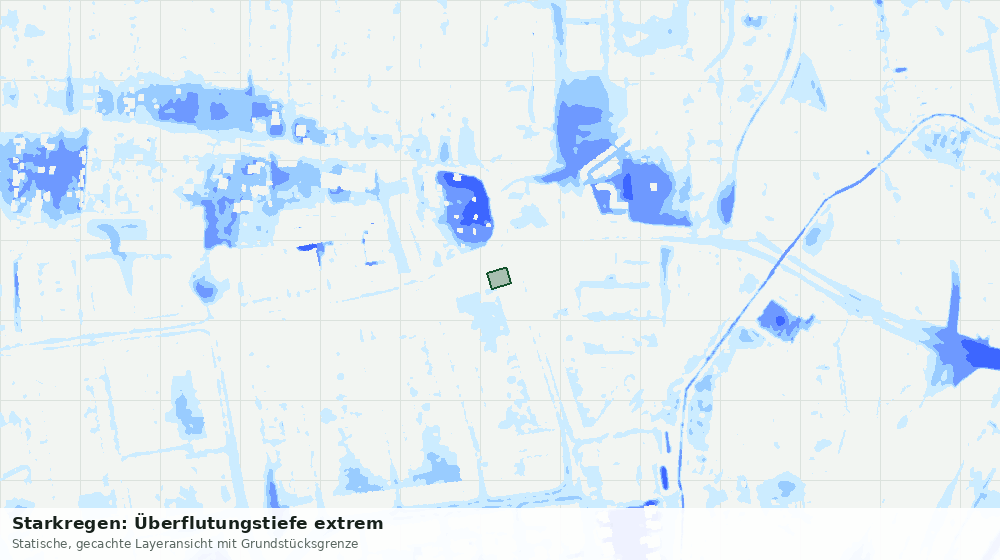 Statische Kartenansicht: Starkregen: Überflutungstiefe extrem
