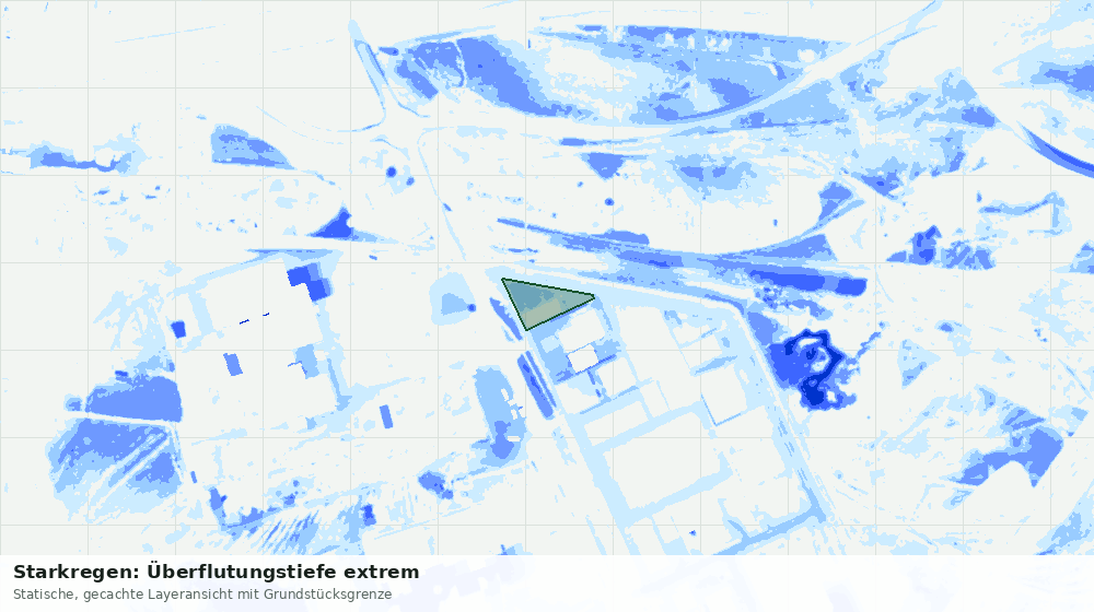 Statische Kartenansicht: Starkregen: Überflutungstiefe extrem