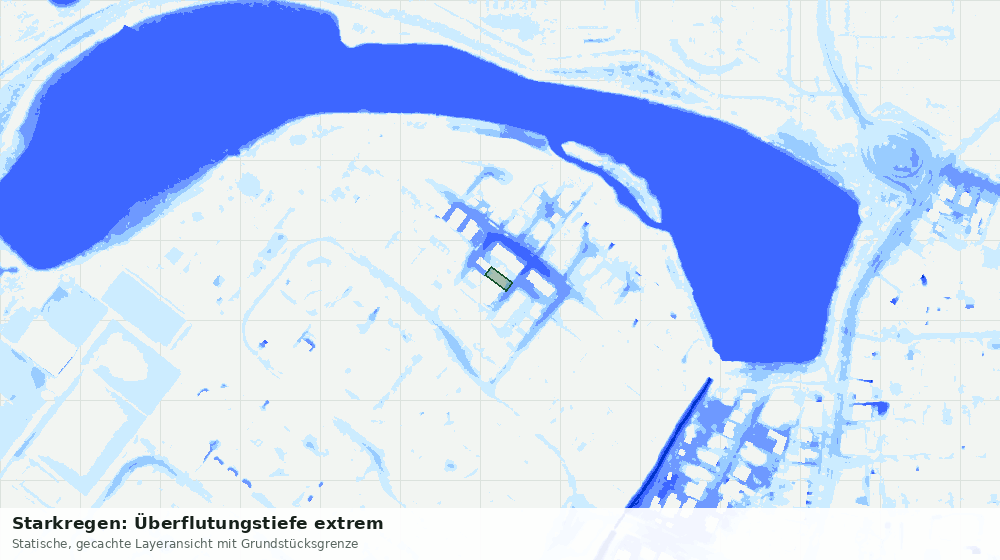 Statische Kartenansicht: Starkregen: Überflutungstiefe extrem