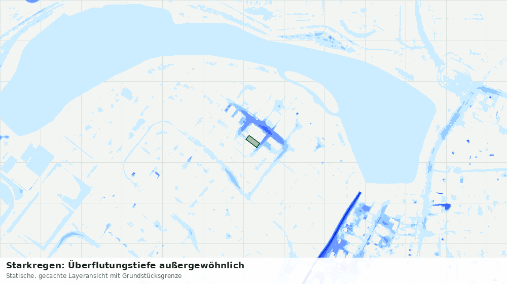 Statische Kartenansicht: Starkregen: Überflutungstiefe außergewöhnlich